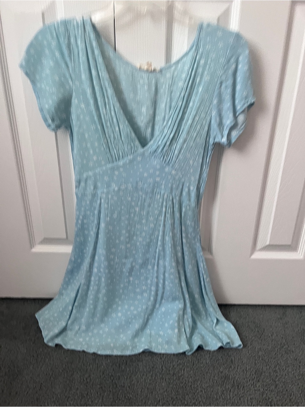 La Hearts Light Blue Floral Wrap-Style Tunic